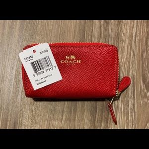 Coach double zipper card wallet